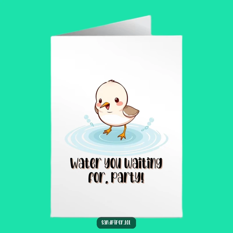 Free Printable Birthday Card: Funny Sandpiper Splashing, A Hilarious Downloadable Gift!