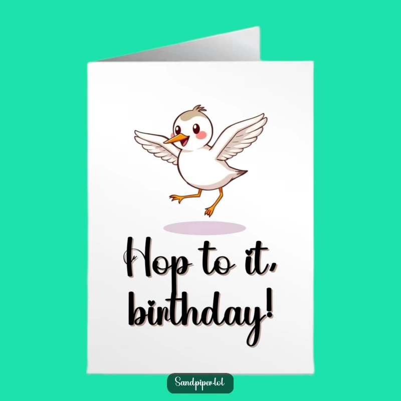 Free Printable Birthday Card: Happy Sandpiper, Graceful Hop Downloadable Gift