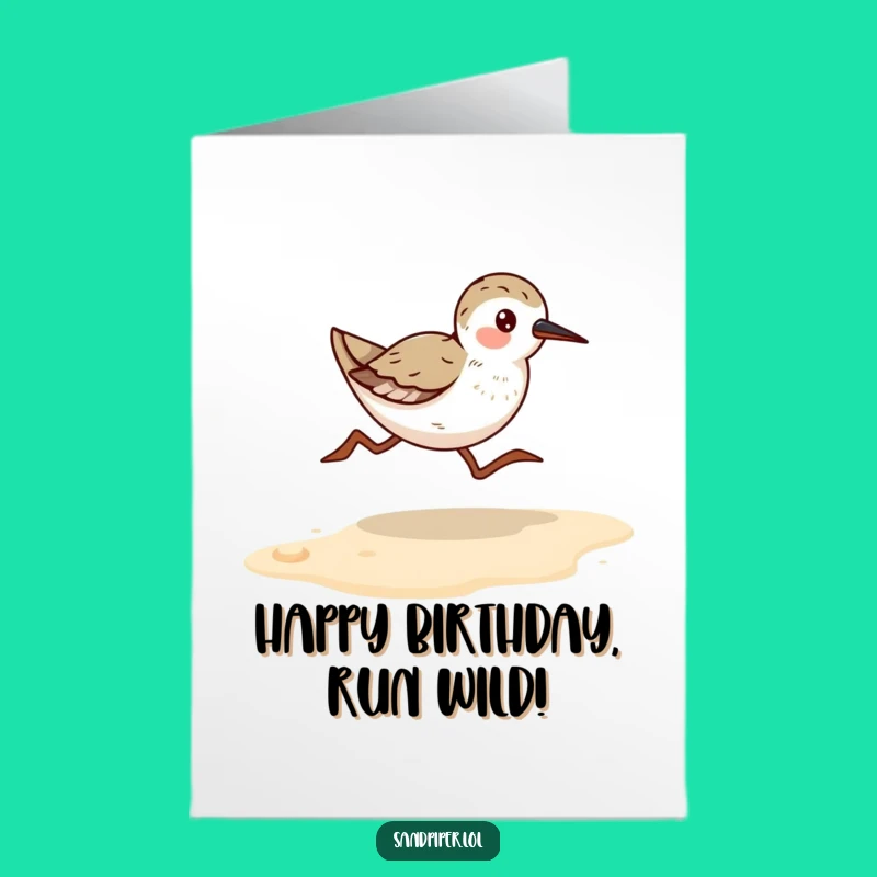 Free Printable Birthday Card Sandpiper Runner Funny Downloadable Gift