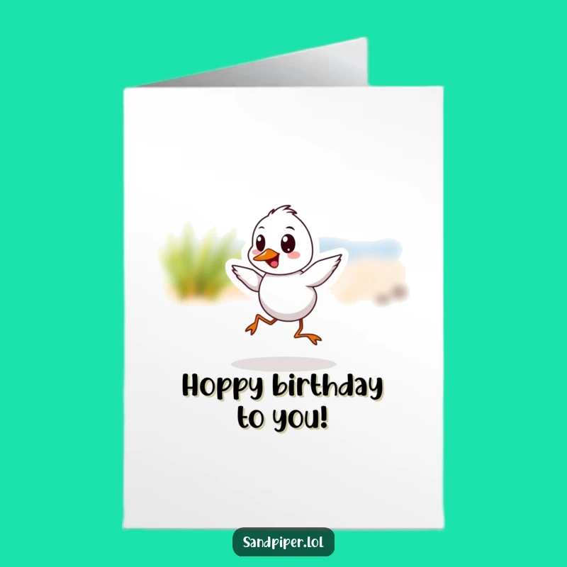 Free Printable Birthday Card: Funny Hopping Sandpiper, Hilarious Downloadable Gift for Bird Lovers