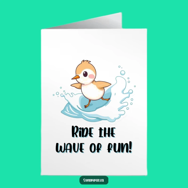 Free Printable Birthday Card: Sandpiper Wave Chase Funny Downloadable Gift
