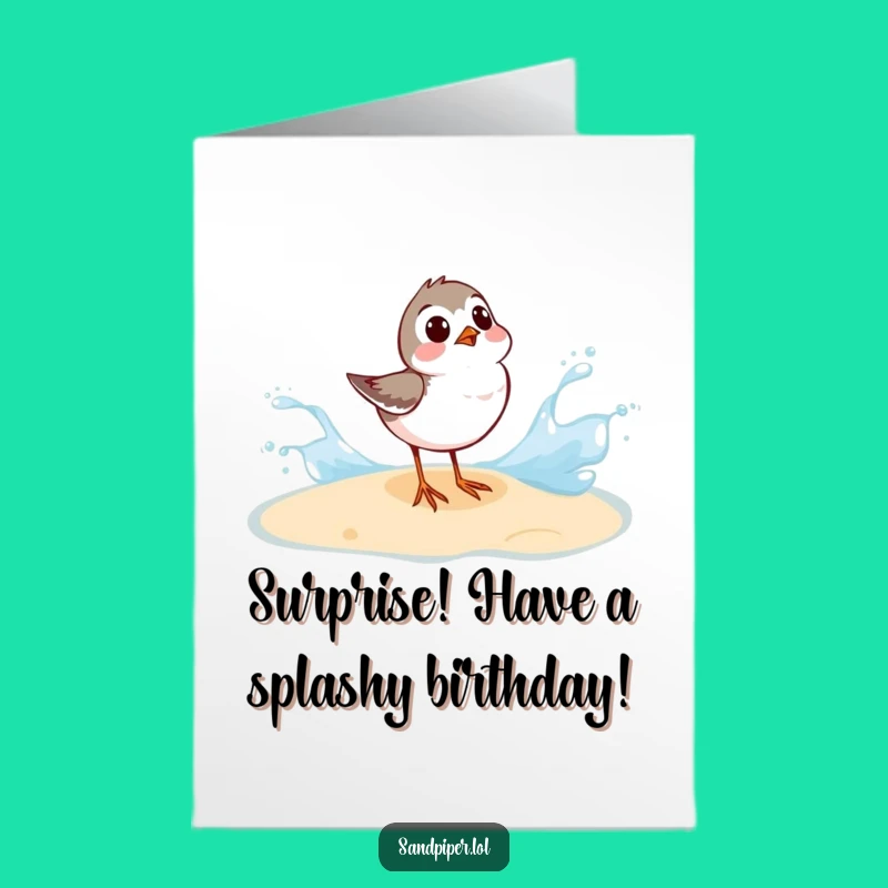 Surprised Sandpiper Birthday Card Free Printable, Funny Downloadable Gift for a Splashy Celebration