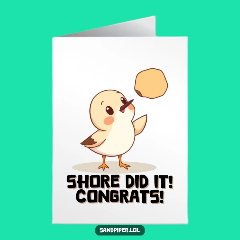 Free Printable Congrats Card: Sandpiper Seashell Surprise, Downloadable Celebration Gift