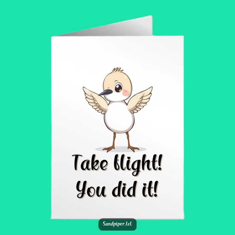 Free Printable Congratulations Card: Sandpiper Taking Flight, Encouraging Downloadable