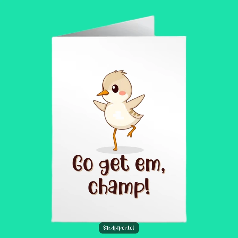 Free Printable Congrats Card: Determined Sandpiper Hopping, Downloadable Achievement Gift