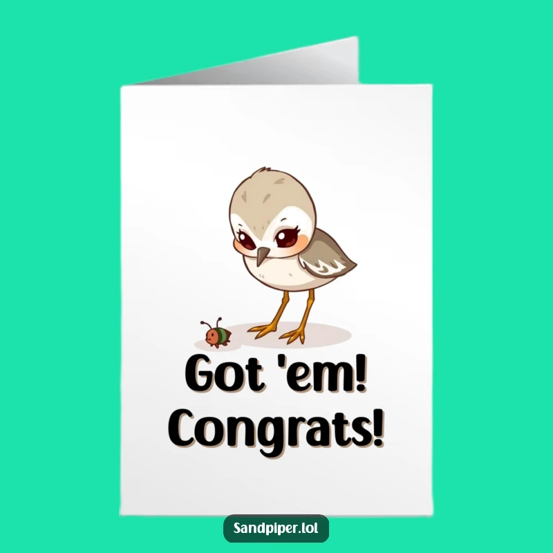 Free Printable Congrats Card: Determined Sandpiper Success, Downloadable Victory Gift