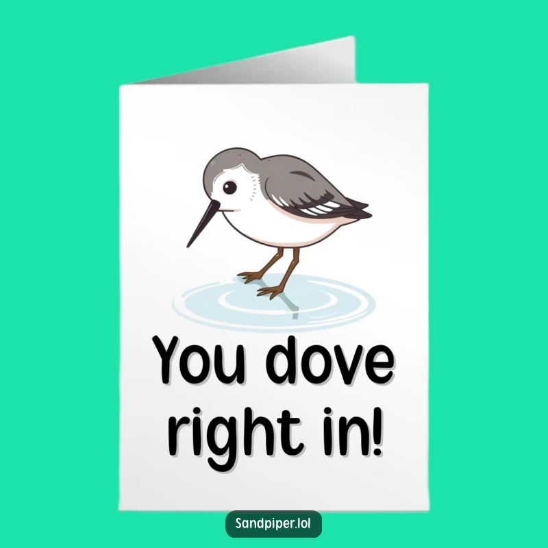 Free Printable Congrats Card: Funny Sandpiper Sipping, Celebrate Achievements Downloadable Gift