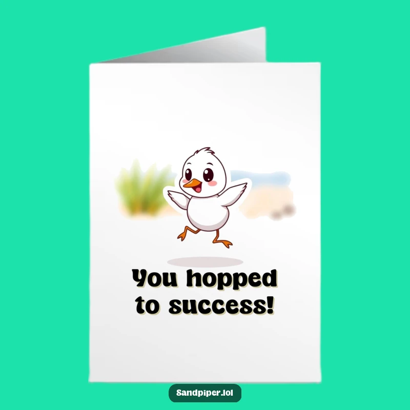 Free Printable Congrats Card: Funny Hopping Sandpiper, Express Joyful Wishes Downloadable Gift