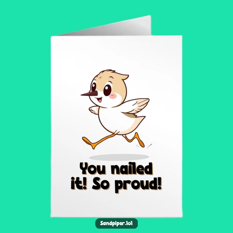 Free Printable Congratulations Card: Fast Sandpiper Running Sideways, Humorous Downloadable