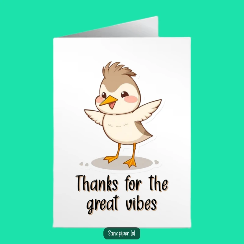Free Printable Sandpiper Thank You Card - Cheerful Bird Downloadable Greeting for Thanks