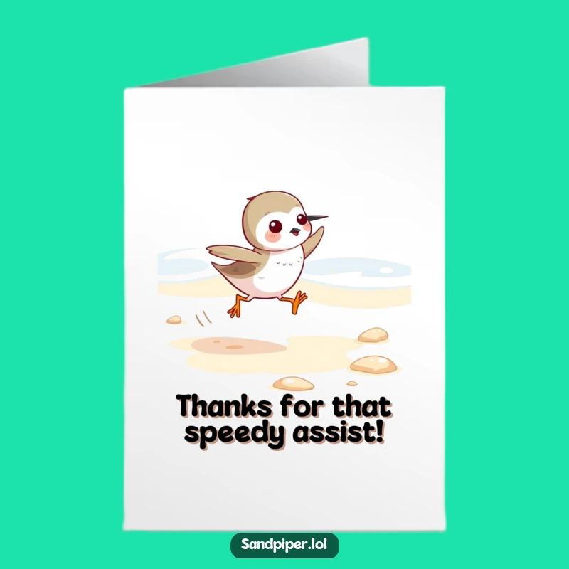 Free Printable Sandpiper Thank You Card: Funny Running Bird, Downloadable & Print-at-Home