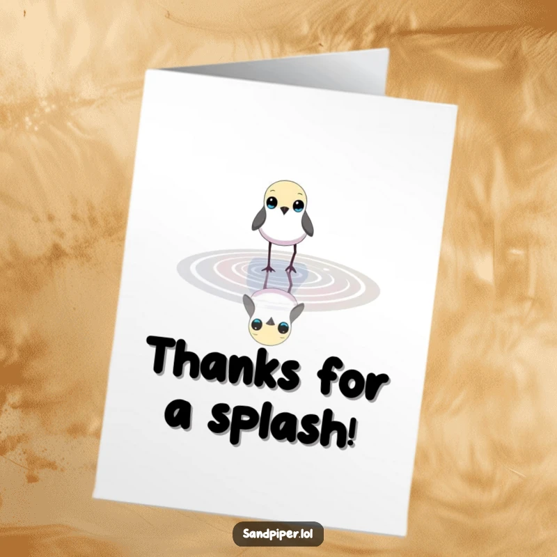 Soothing Free Printable Thank You Card of a small bird wading, conveying quiet appreciation and thanks.