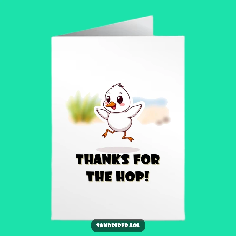 Free Printable Thank You Card: Funny Hopping Sandpiper, Express Gratitude Downloadable Gift