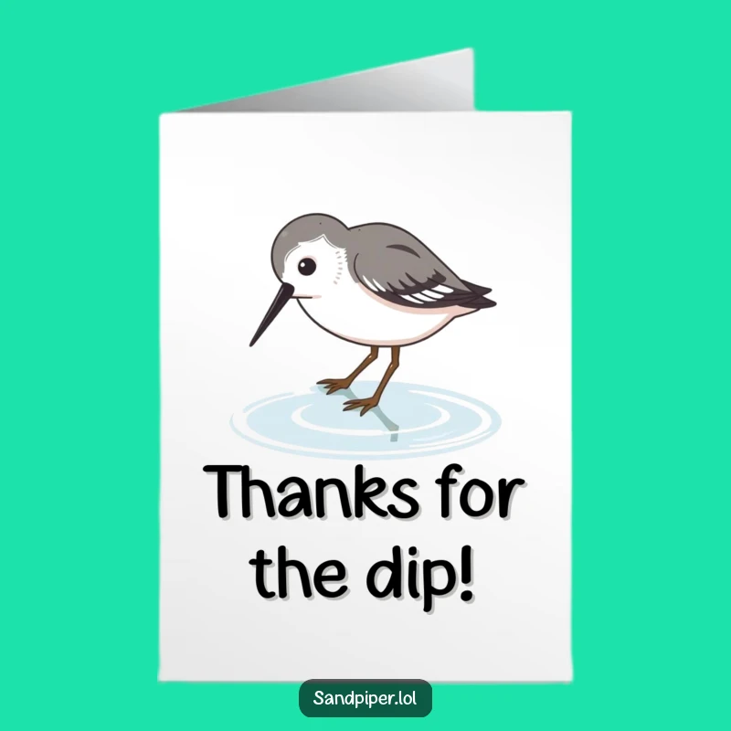 Free Printable Thank You Card: Funny Sandpiper Sipping, Express Gratitude Downloadable Gift