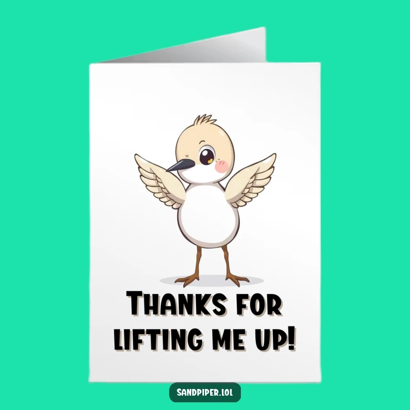 Free Printable Thank You Card: Sandpiper Ready to Fly, Grateful Downloadable Greeting