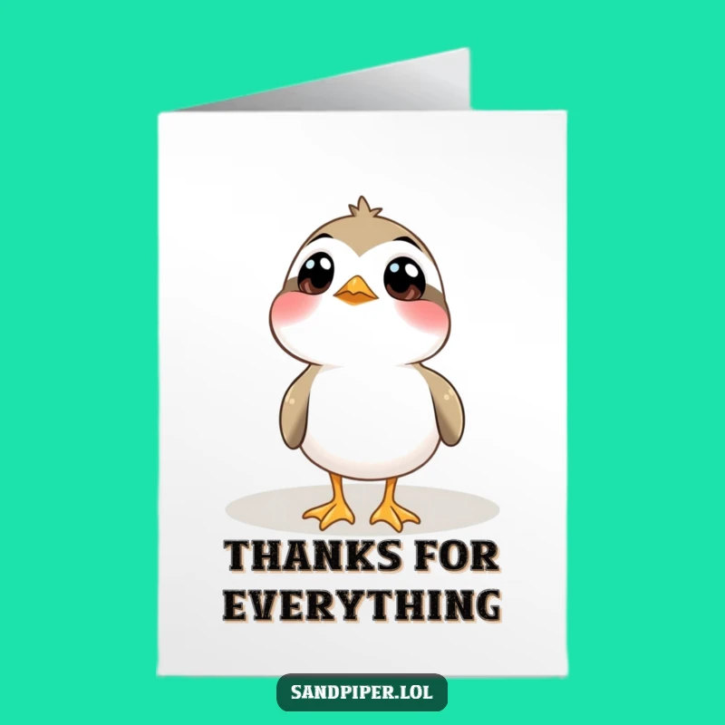 Free Printable Thank You Card: Curious Sandpiper, Wide Eyes, Funny Gratitude