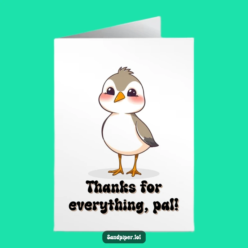 Free Printable Thank You Card: Curious Sandpiper, Funny Downloadable Appreciation Gift