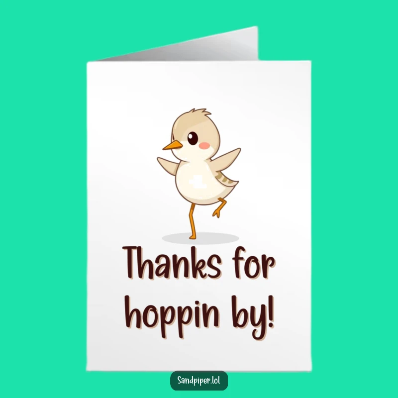 Free Printable Thank You Card: Sandpiper Hopping Appreciation, Funny Downloadable Gift
