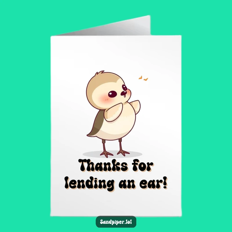 Free Printable Thank You Card: Listening Sandpiper, Humorous Attentive Downloadable