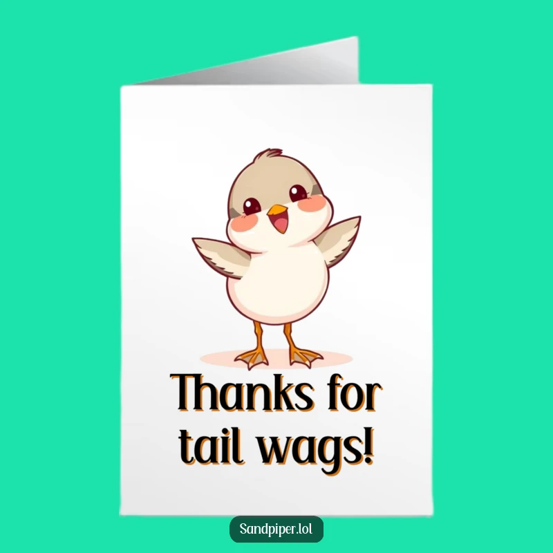 Free Printable Thank You Card: Happy Wagging Sandpiper, Grateful Downloadable Gift