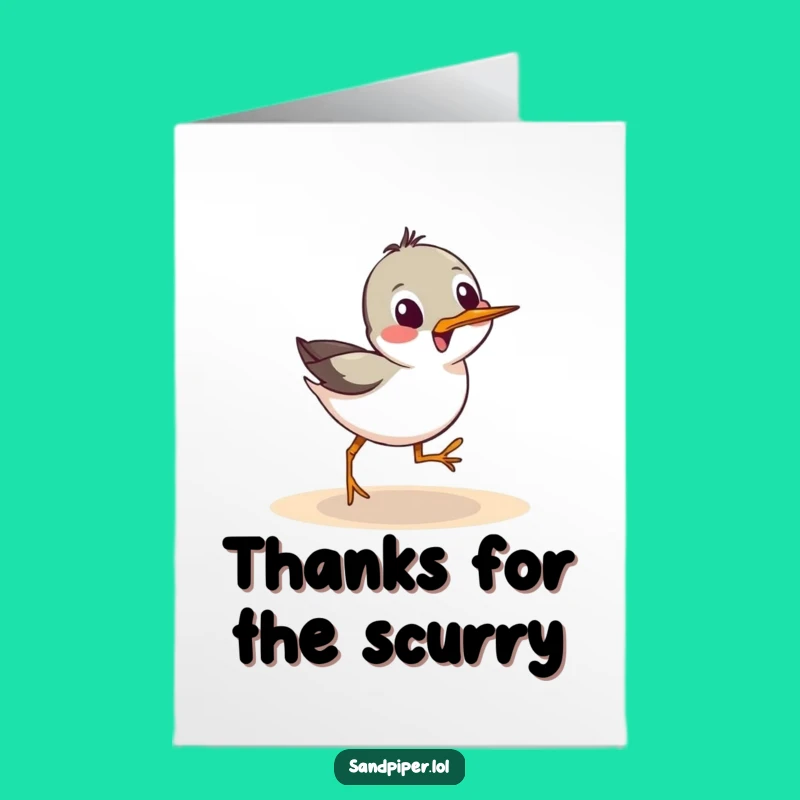 Free Printable Thank You Card: Funny Sandpiper Scurry, Playful Gratitude