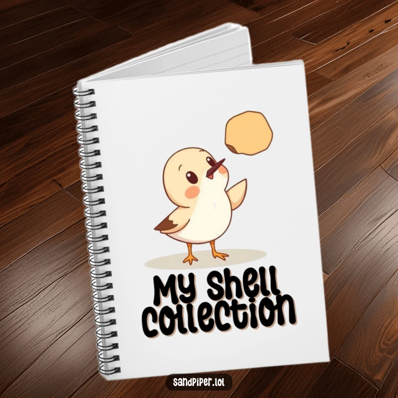 Funny Notebook: A cute sandpiper is depicted in surprise as a seashell floats eerily before its eyes, great for notes.