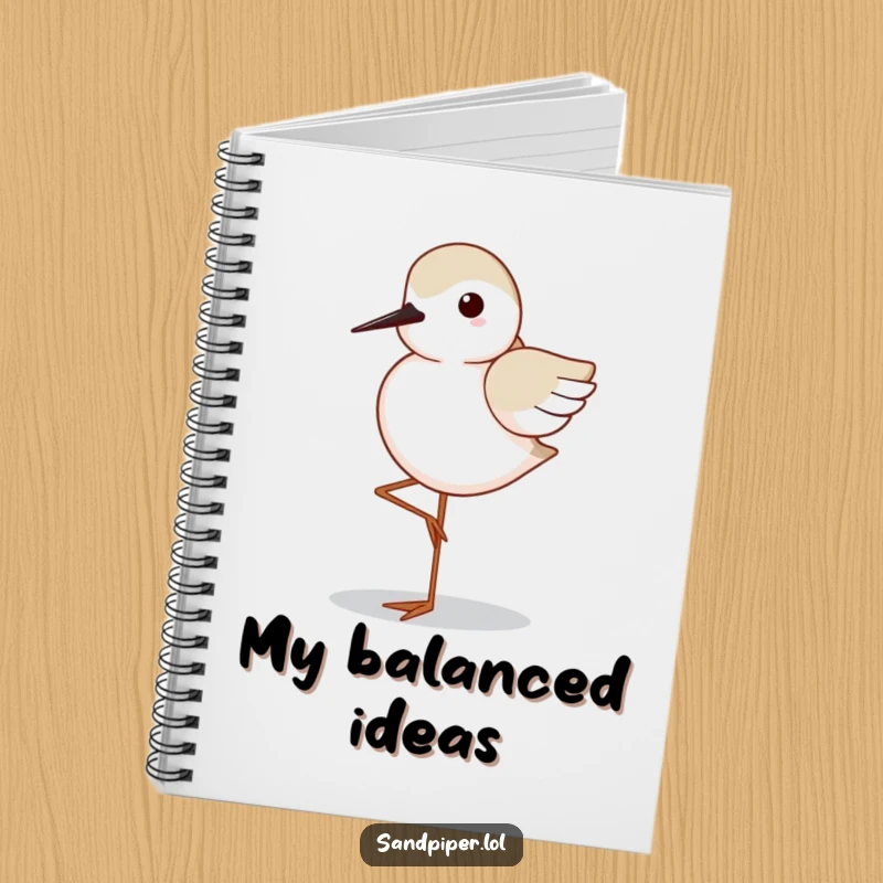 Funny Sandpiper Notebook: Features a sandpiper in a humorous, balanced one-legged pose, ideal for jotting down focused thoughts.