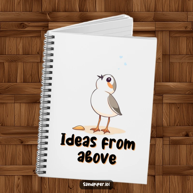 Funny Sandpiper Notebook: A journal cover with a bird looking up in comical wonder, perfect for capturing creative ideas.
