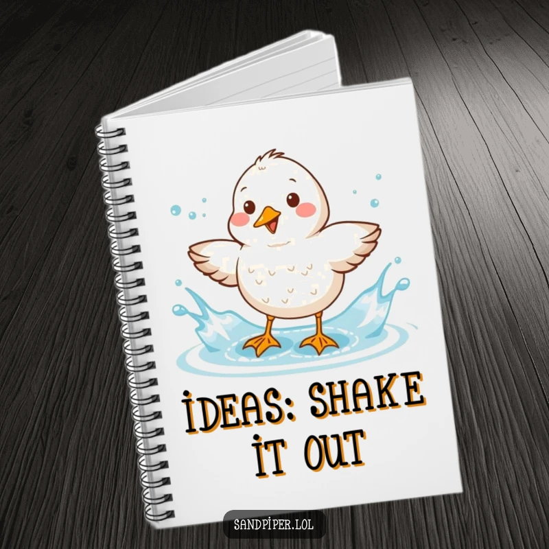 Funny Sandpiper Notebook: A happy sandpiper shakes water off its feathers, creating a delightful splash on the cover.