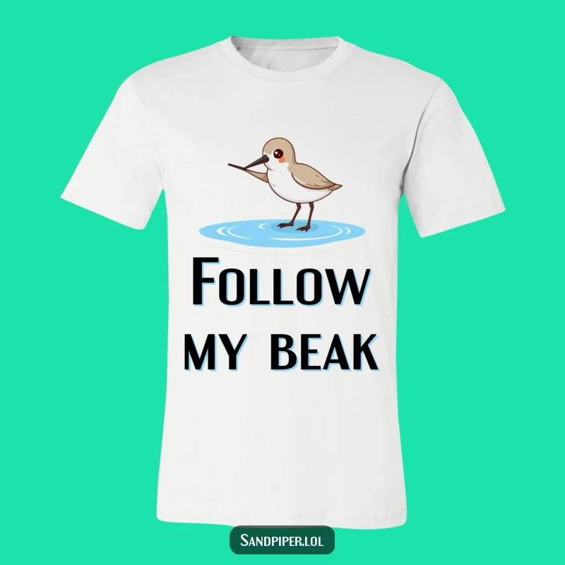 Funny Sandpiper Pointing T-Shirt - Ocean Bound Comedy, Great Gift