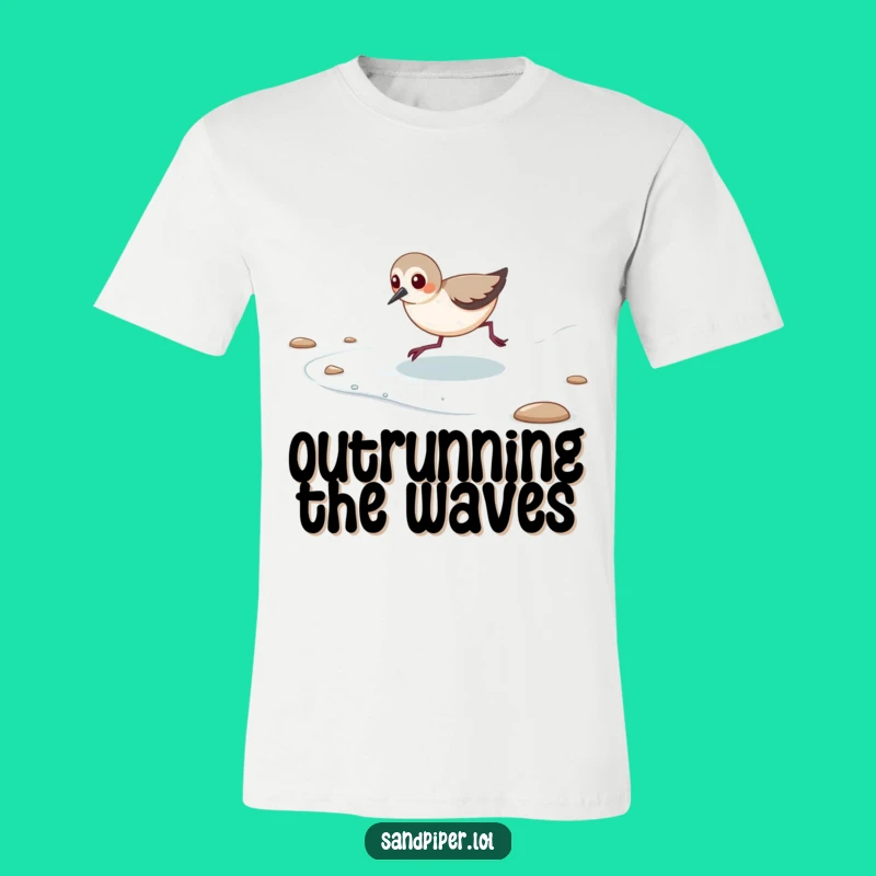 Funny Sandpiper Tide Tee - Playful Beach Chase Design for Fun
