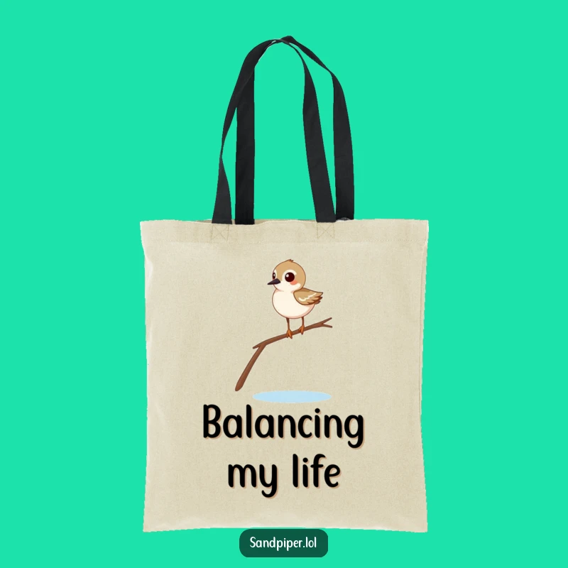 Funny Sandpiper Balancing Tote Bag - Comical Bird Carryall Gift