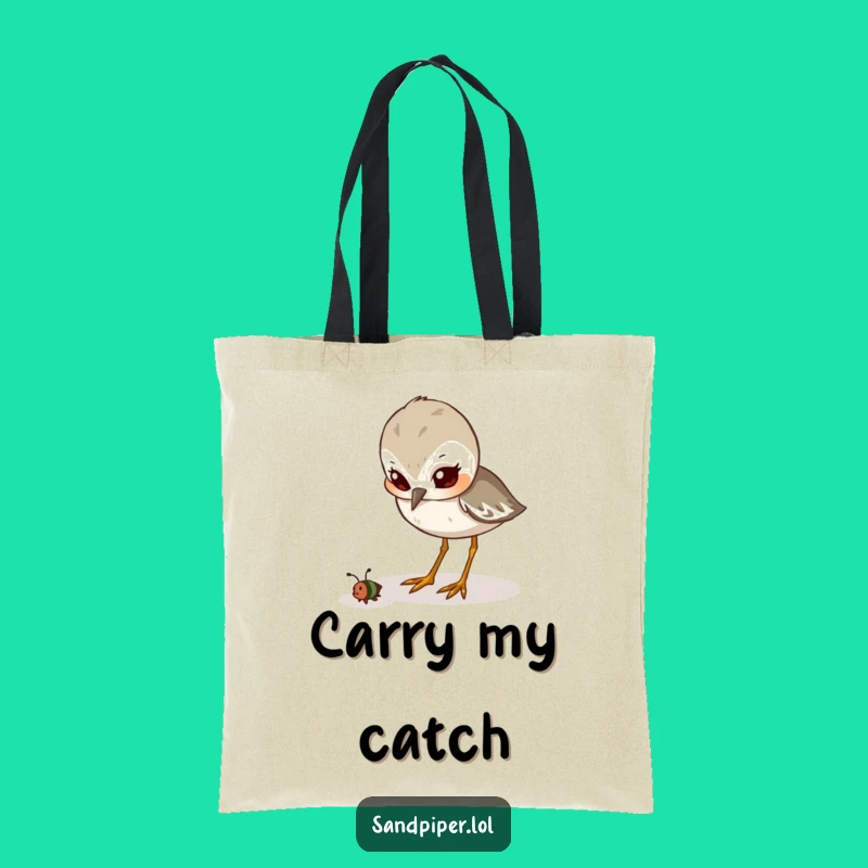 Funny Tote Bag: Determined Sandpiper Pecking, Hunter Carryall Gift