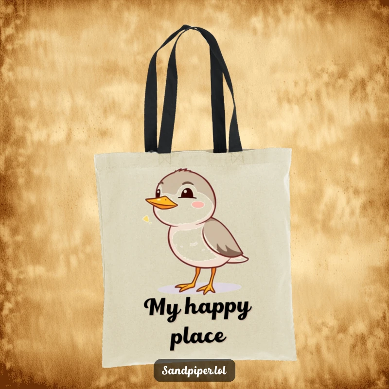 Funny Sandpiper Tote Bag: A sandpiper chirps happily, adding a touch of cute and cheerful charm to your daily carry.