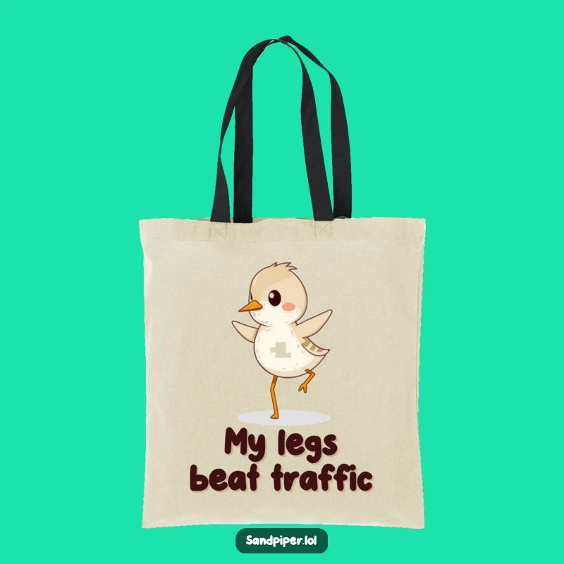 Funny Sandpiper Hopping Tote Bag - Carry Your Gear with a Determined Bird, Funny Gift!