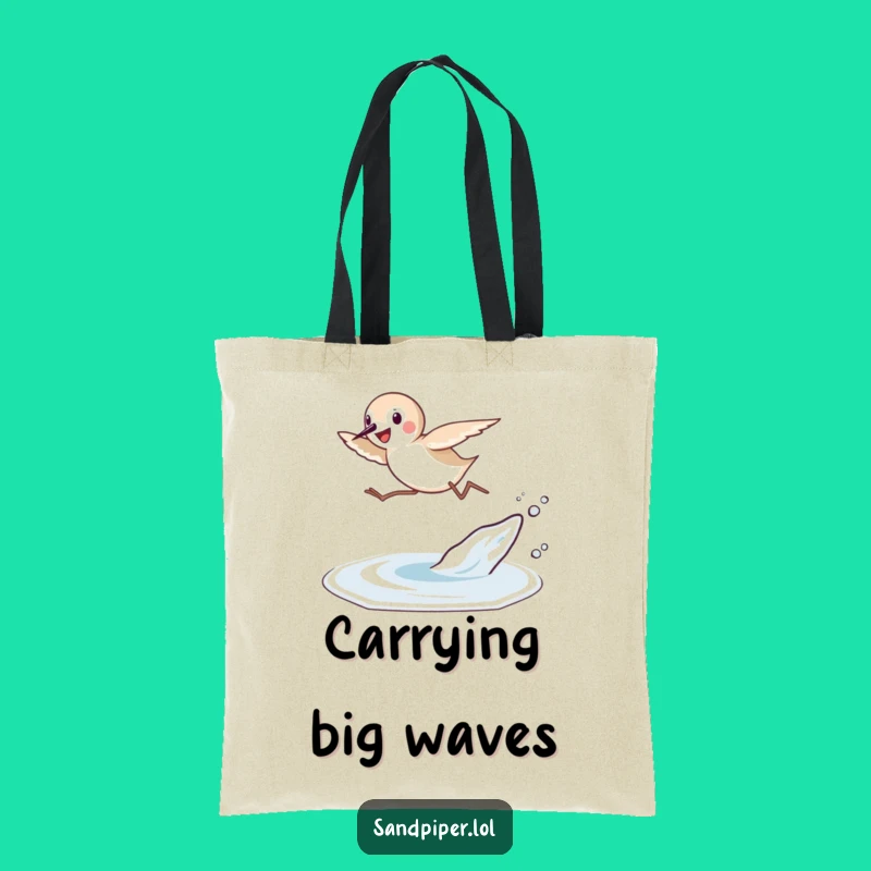 Funny Sandpiper Leap Tote Bag: Carry Beach Fun with Hilarious Style!