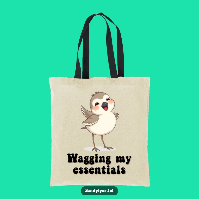 Funny Sandpiper Tail Wag Tote Bag - Happy Bird Shopping Gift