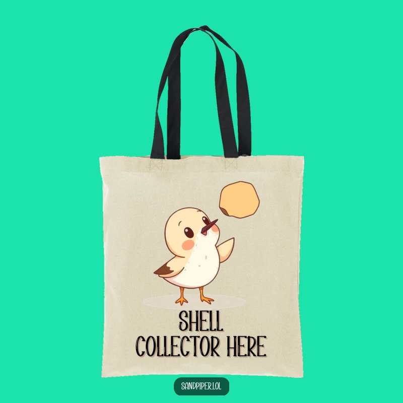 Funny Tote Bag: Surprised Sandpiper & Seashell, Beach Carryall Gift
